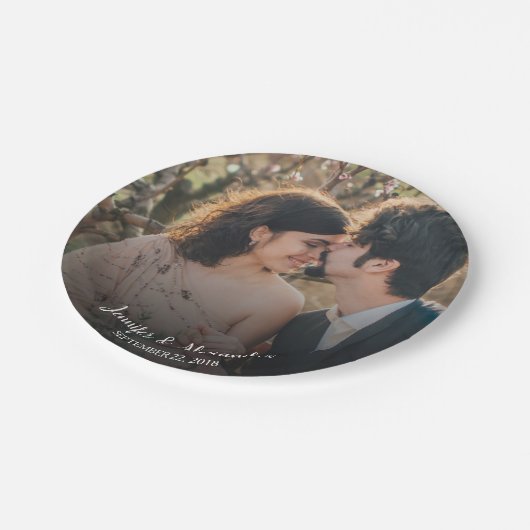 Creëer je eigen bruid en bruidefotobruiloft papieren bordje (Gekanteld)