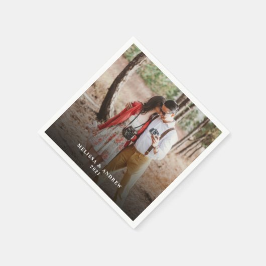 Creëer je eigen bruid en bruidefotobruiloft servet (Hoek)