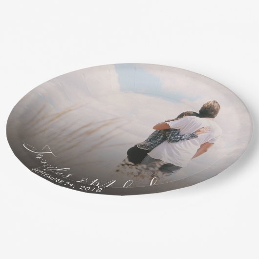 Creëer je eigen bruid en bruidegom trouwfoto papieren bordje (Gekanteld)