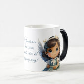 Creëer Je eigen Brunette Meisje Kerstengel Magische Mok (Voorkant rechts)