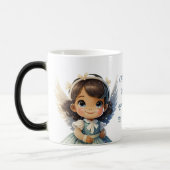 Creëer Je eigen Brunette Meisje Kerstengel Magische Mok (Links)