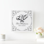 Creëer Je eigen brute bruidsmonogram Vierkante Klok (Huis)