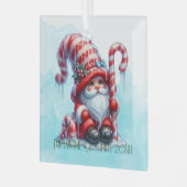 Creëer Je eigen Chubby Peppermint Christmas Gnome Glas Ornament (Voorkant links)