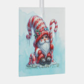 Creëer Je eigen Chubby Peppermint Christmas Gnome Glas Ornament (Voorkant Rechts)