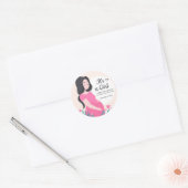Creëer je eigen Custom Girl Baby shower Roze Ronde Sticker (Envelop)