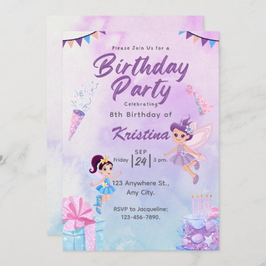 Creëer je eigen Custom Meisjes Schattige Fairy Ver Kaart (Voorkant / Achterkant)