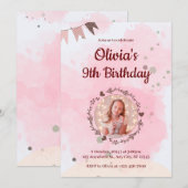 Creëer je eigen Custom Photo Girls Pink Verjaardag Kaart (Voorkant / Achterkant)