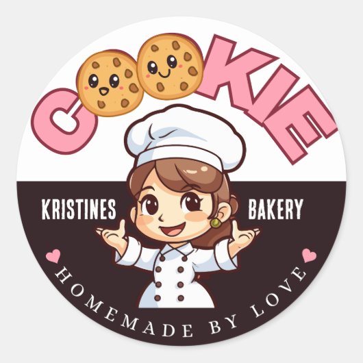 Creëer je eigen Custom Zelfgemaakt met liefde Bakk Ronde Sticker (Voorkant)