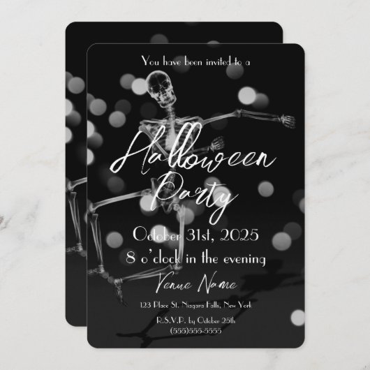 Creëer Je eigen dansende röntgenskelet Halloween Kaart (Voorkant / Achterkant)