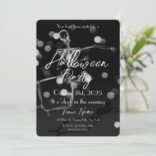 Creëer Je eigen dansende röntgenskelet Halloween Kaart (Staand voorkant)