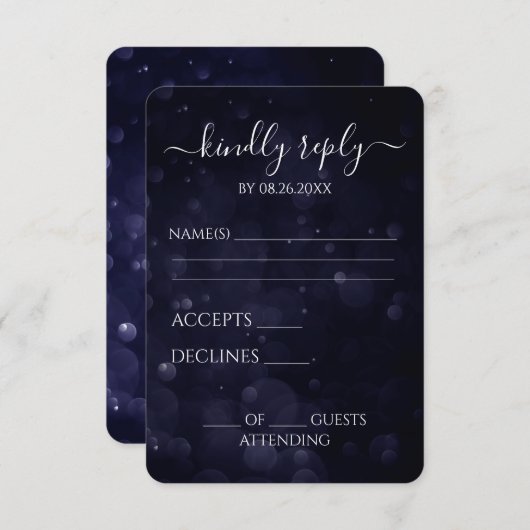 Creëer je eigen diepblauwe Bokeh Waters RSVP Kaartje (Voorkant / Achterkant)