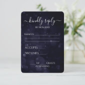 Creëer je eigen diepblauwe Bokeh Waters RSVP Kaartje (Staand voorkant)