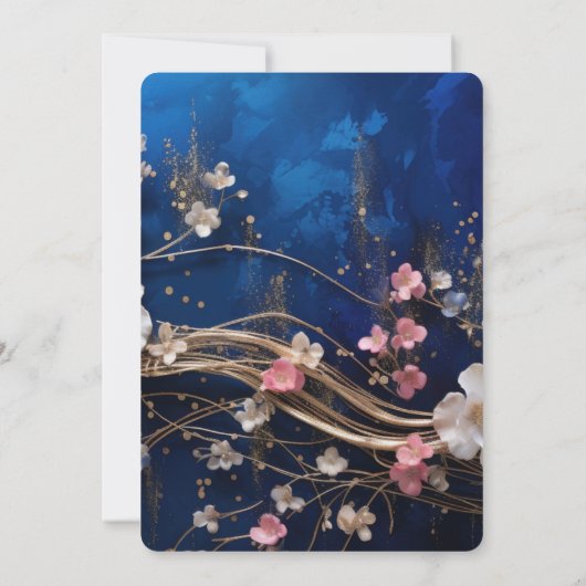 Creëer je eigen diepblauwe verstrooide bloemen kaart (Achterkant)