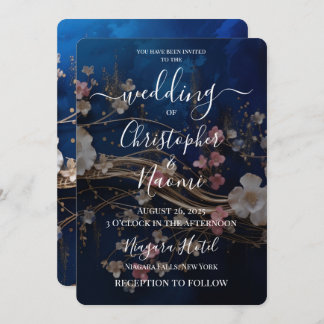 Creëer je eigen diepblauwe verstrooide bloemen kaart