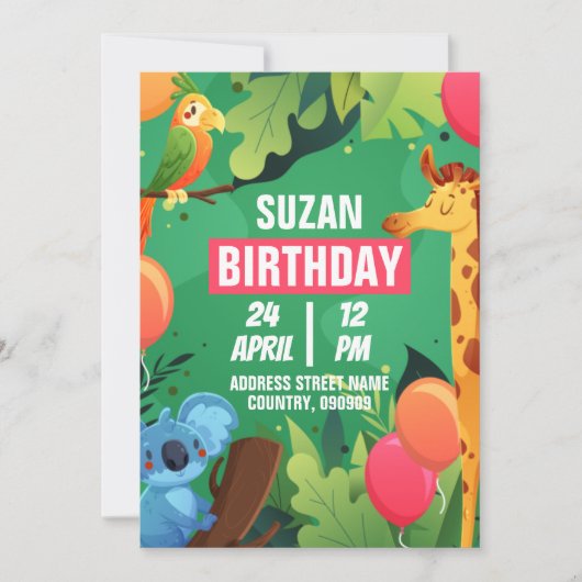 Creëer je eigen dierentuindieren op zondag kaart (Voorkant)