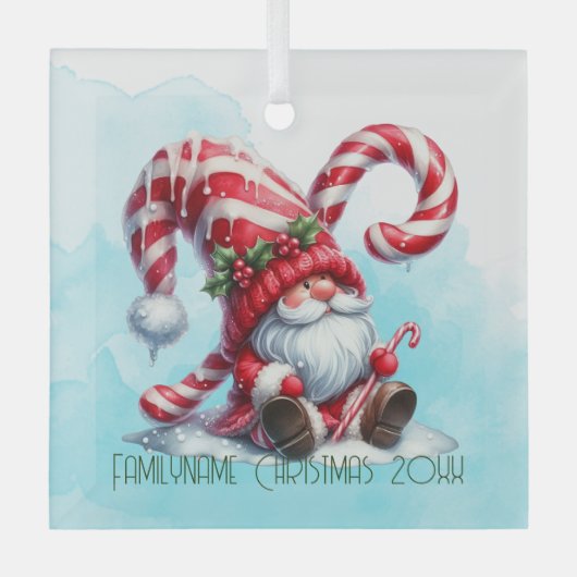 Creëer Je eigen dromerige pepermunt kerstgnoom Glas Ornament (Voorkant)