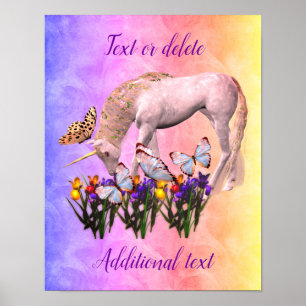 Creëer je eigen eenhoorn en vlinders fantasie poster