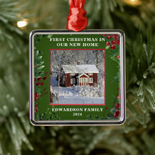 Creëer je eigen eerste kerst in ons nieuwe huis metalen ornament