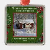 Creëer je eigen eerste kerst in ons nieuwe huis metalen ornament (Voorkant)