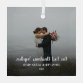 Creëer je eigen eerste kerstfeest met foto glas ornament (Achterkant)