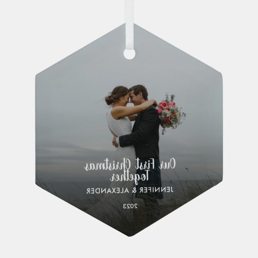 Creëer je eigen eerste kerstfeest met foto glas ornament (Achterkant)