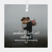 Creëer je eigen eerste kerstfeest met foto glas ornament (Achterkant)