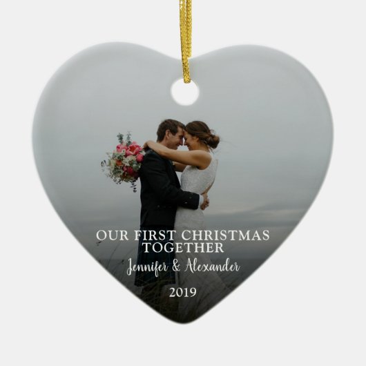 Creëer je eigen eerste kerstfeest met foto keramisch ornament (Voorkant)