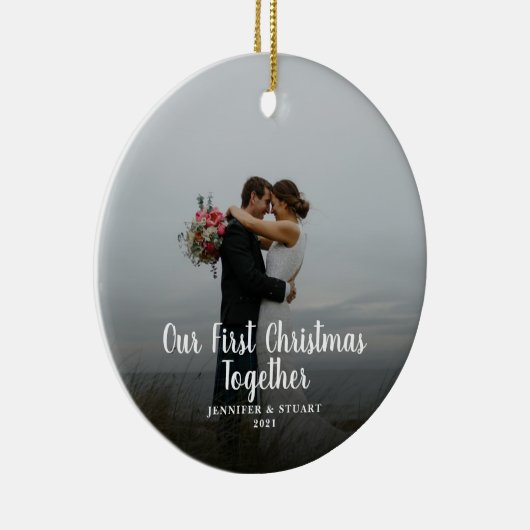 Creëer je eigen eerste kerstfeest met foto keramisch ornament (Rechts)