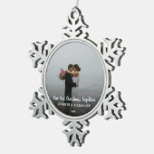 Creëer je eigen eerste kerstfeest met foto tin sneeuwvlok ornament (Rechts)