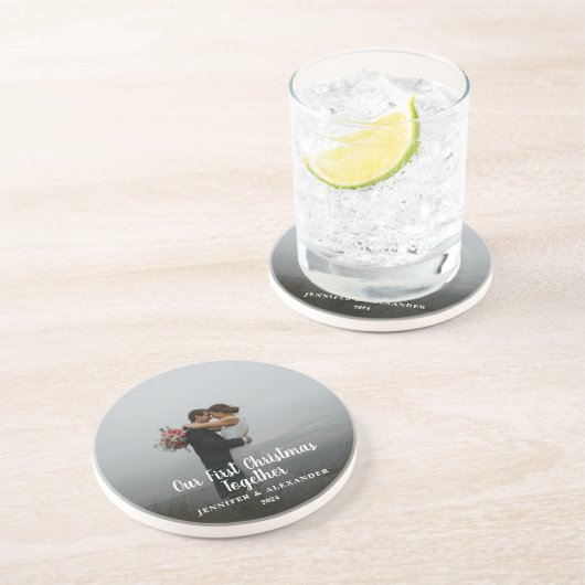 Creëer je eigen eerste kerstfeest met foto zandsteen onderzetter (Zijkant)