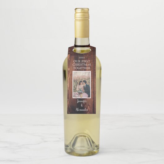 Creëer je eigen eerste kerstfeest samen foto flessenhanger (Op fles)