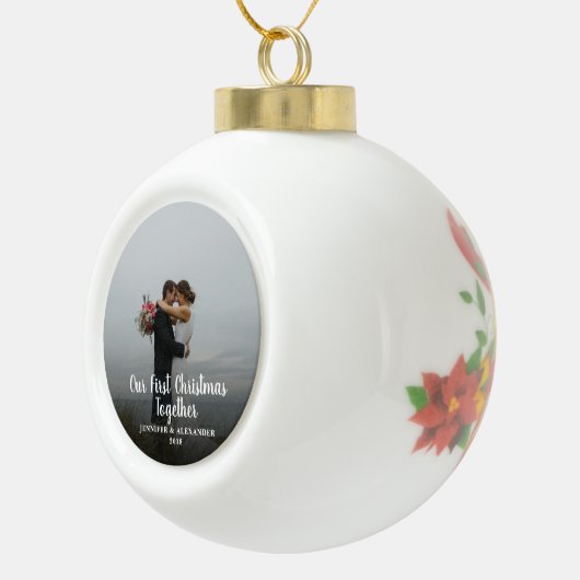 Creëer je eigen eerste kerstfeest samen foto keramische bal ornament (Rechts)