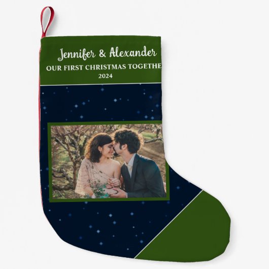 Creëer je eigen eerste kerstfeest samen foto kleine kerstsok (Voorkant)