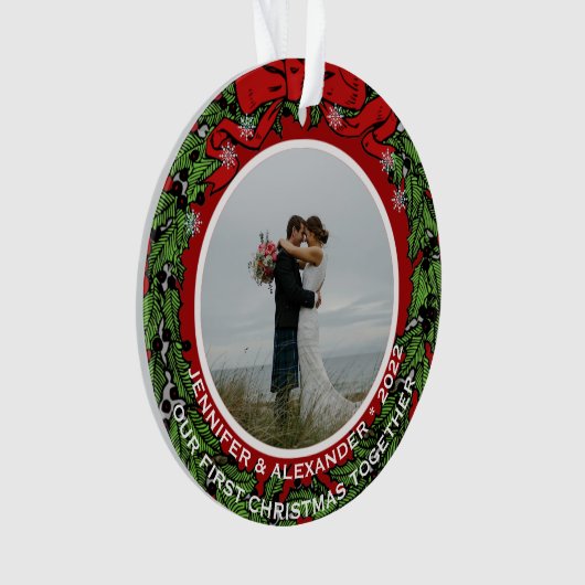 Creëer je eigen eerste kerstfeest samen foto ornament (voorkant)