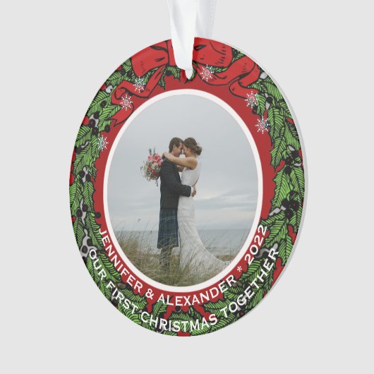 Creëer je eigen eerste kerstfeest samen foto ornament (voorkant)