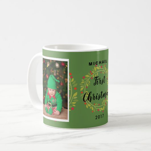 Creëer je eigen eerste kerstkerstkerstbaby koffiemok (Voorkant links)