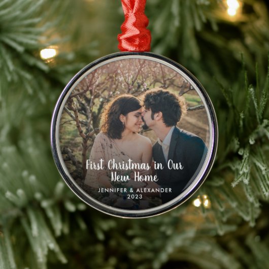 Creëer je eigen Eerste Kerstmis op nieuwe foto Metalen Ornament (Boom)