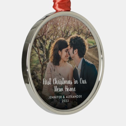 Creëer je eigen Eerste Kerstmis op nieuwe foto Metalen Ornament (Rechts)