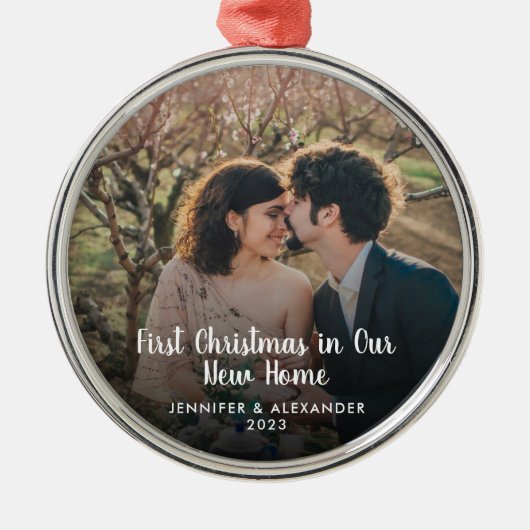 Creëer je eigen Eerste Kerstmis op nieuwe foto Metalen Ornament (Voorkant)