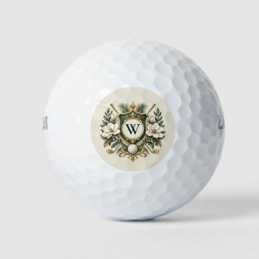 Creëer Je Eigen Elegant Bloemrijk Monogram Golfballen (Voorkant)