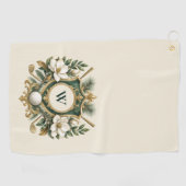 Creëer Je Eigen Elegant Bloemrijk Monogram Golfhanddoek (Horizontaal)