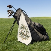 Creëer Je Eigen Elegant Bloemrijk Monogram Golfhanddoek (Groen)