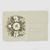 Creëer Je Eigen Elegant Bloemrijk Monogram Golfhanddoek (Horizontaal)