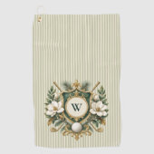 Creëer Je Eigen Elegant Bloemrijk Monogram Golfhanddoek (Voorkant)
