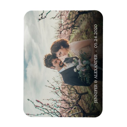Creëer je eigen elegante fotobruiloft magneet (Verticaal)