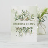 Creëer je eigen Eucalyptus Leaves bruiloft Kaart (Staand voorkant)