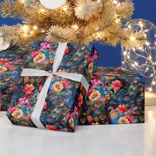 Creëer Je Eigen Exotische Pauwentuin Cadeaupapier (Feestdagen)