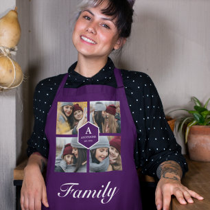 Creëer Je eigen familie Foto Collage Paars Schort