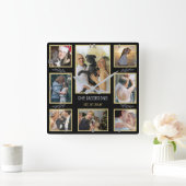Creëer Je eigen familie of bruiloft 8 Foto Collage Vierkante Klok (Huis)