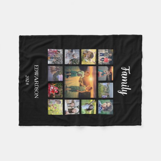 Creëer je eigen familiefogramnaam voor collage fleece deken (Voorkant (Horizontaal))